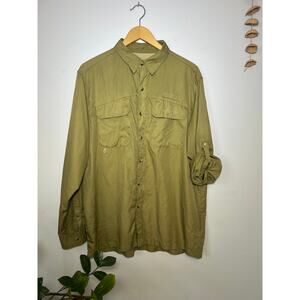 Khaki Habit Solar Factor Button‎ Down Fishing Performance Shirt - (Men's L)